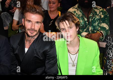 Dior Fashion week: David Beckham, Cruz Beckham,  Naomi Campbell, Jessica Biel, Justin Timberlake, J Balvin, Olivier Rousteing, Orelsan,  Russell Stock Photo