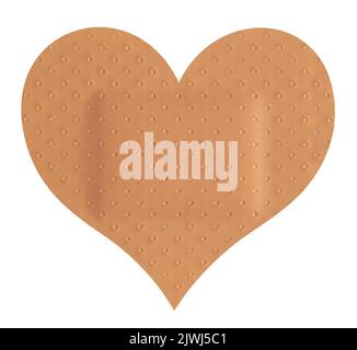 Band aid adhesive heart-shaped  plaster isolated on white Stock Photo