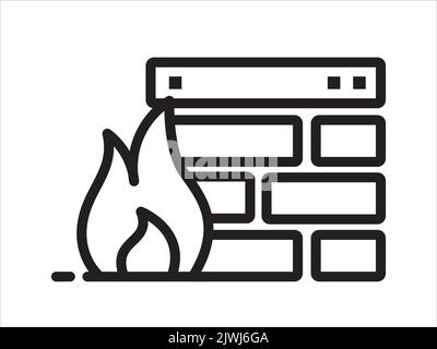 Firewall Vector Icon. Security and protection, fire sign vector graphics. Vector illustration Stock Vector