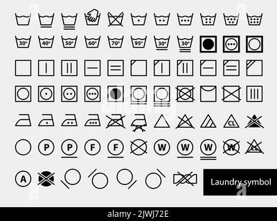 Washing machine manual icon set. Signs and symbols for washing machine ...