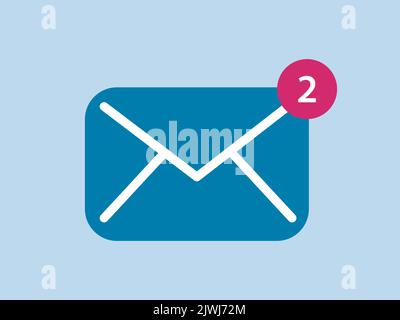 Email icon. A close envelope with notification of the message on an isolated background. Vector illustration Stock Vector