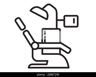 Dental chair icon on a white background. Dental equipment. Vector flat Medical symbol for dental and orthodontics clinic. Stock Vector