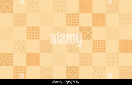 Seamless color pattern of squares with different patterns. Illustration for banners, posters, textures, textiles and simple backgrounds Stock Vector