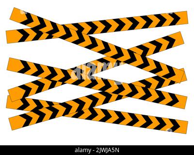 Yellow and black stripes on ribbon. Symbol of dangerous and radioactive substances  in industry. Caution tape. Vector Illustration. Stock Vector