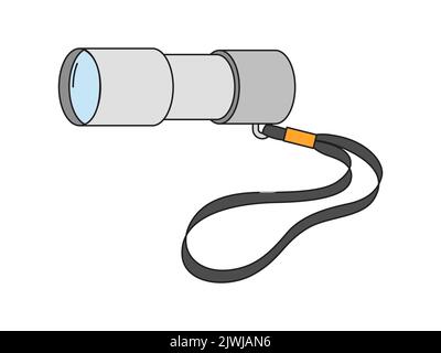 battery-powered flashlight. Pocket flashlight for hiking, tourism, industry. Flat Vector illustration Stock Vector
