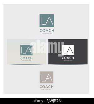 Letter L and A Icons, Initials, Monogram, Logo for Corporate Business, Card Mock up in Several Colors Stock Vector