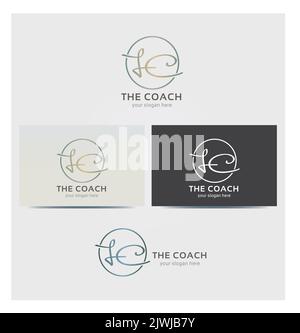 Letter L and C Icons, Initials, Monogram, Logo for Corporate Business, Card Mock up in Several Colors Stock Vector