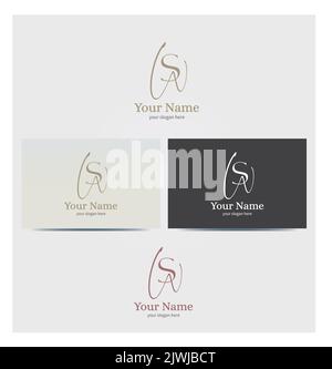 Letter S and W Icons, Initials, Monogram, Logo for Corporate Business, Card Mock up in Several Colors Stock Vector