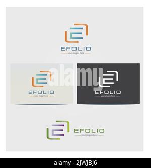Letter E Icon, Logo for Corporate Business, Card Mock up in Several Colors Stock Vector
