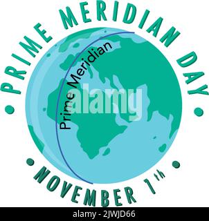 Prime Meridian Day Logo Concept illustration Stock Vector