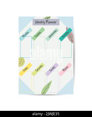 Weekly Goals. Monday. Vector Template for Agenda, Planner and Other ...
