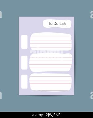 Template for organizer notebook and planner To do lists Stock Vector