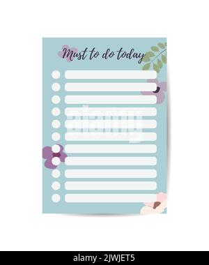 Cute planner templates. To do list with flower ornament, check list and ...