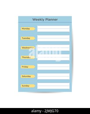Weekly personal planner template in minimalistic style and pastel colors. Vector Stock Vector
