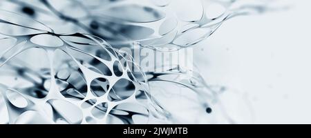 Communication and development. High resolution poster on high technology theme. Black and white abstract image of a neural network. 3D illustration of Stock Photo