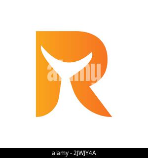 Letter R Whale Tail Logo Vector Template. Whale Tail Concept On Sea Water Element Stock Vector