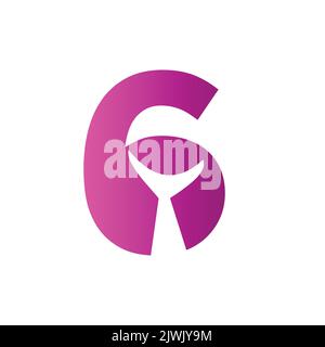 Letter 6 Whale Tail Logo Vector Template. Whale Tail Concept On Sea Water Element Stock Vector