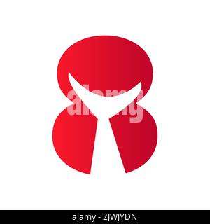 Letter 8 Whale Tail Logo Vector Template. Whale Tail Concept On Sea Water Element Stock Vector