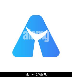 Letter A Whale Tail Logo Vector Template. Whale Tail Concept On Sea Water Element Stock Vector