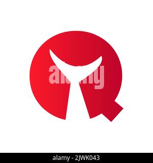 Letter Q Whale Tail Logo Vector Template. Whale Tail Concept On Sea Water Element Stock Vector