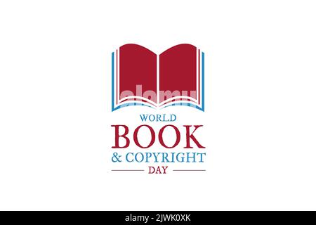 Red World Book and Copyright Day Logo Icon Isolated on White Background Stock Vector