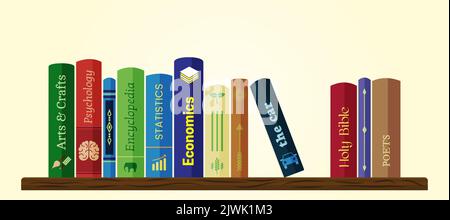 Bookshelf with Colorful Books. Bookcase with Literature Banner Design Stock Vector