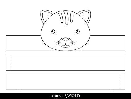 Printable cat paper crown. Diy cut party ribbon template for birthday ...