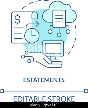 E statements turquoise concept icon Stock Vector