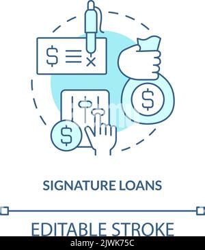 Signature loans turquoise concept icon Stock Vector