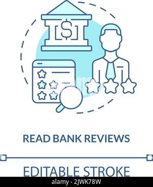 Read bank reviews turquoise concept icon Stock Vector