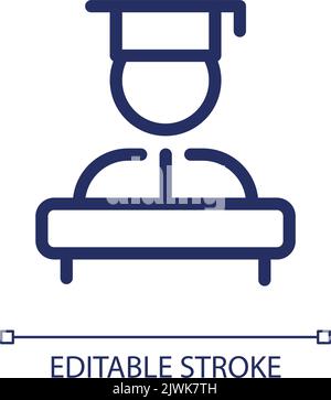 Graduation ceremony pixel perfect linear ui icon Stock Vector