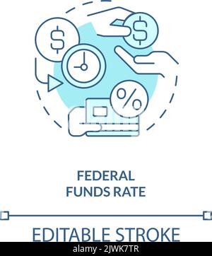 Federal funds rate turquoise concept icon Stock Vector