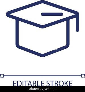 Mortarboard hat pixel perfect linear ui icon Stock Vector