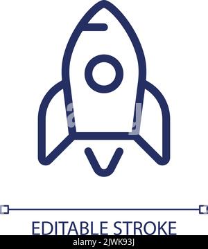 Rocket pixel perfect linear ui icon Stock Vector