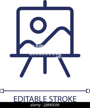Easel stand for art class pixel perfect linear ui icon Stock Vector