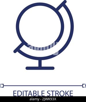 Earth ball globe pixel perfect linear ui icon Stock Vector
