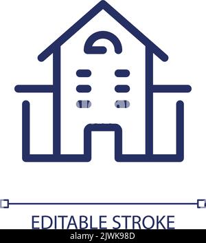 School building pixel perfect linear ui icon Stock Vector