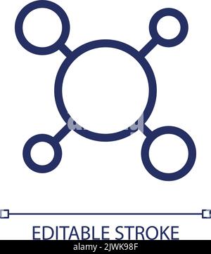 Structure of molecules pixel perfect linear ui icon Stock Vector