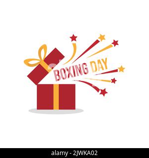 Boxing day graphic design vector image. Boxing day vector illustration.Typography combined in a shape of ribbon and text with paper art and craft styl Stock Vector