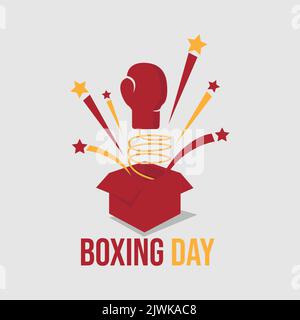 Boxing day graphic design vector image. Boxing day vector illustration.Typography combined in a shape of ribbon and text with paper art and craft styl Stock Vector