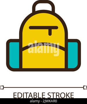 School backpack pixel perfect RGB color ui icon Stock Vector