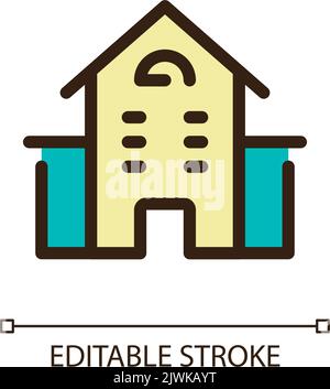 School building pixel perfect RGB color ui icon Stock Vector
