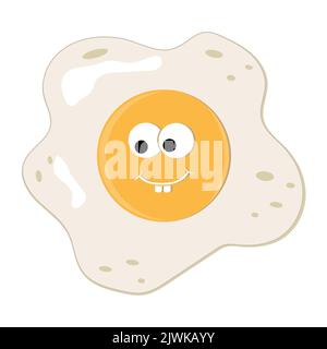 Cute character fried eggs. Color isolated Vector illustration of kawaii cartoon. Stock Vector