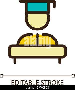 Graduation ceremony pixel perfect RGB color ui icon Stock Vector
