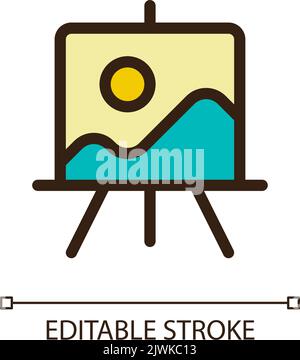 Easel stand for art class pixel perfect RGB color ui icon Stock Vector