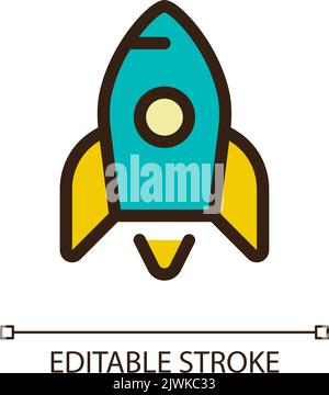 Rocket pixel perfect RGB color ui icon Stock Vector