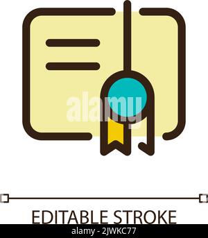 Certificate pixel perfect RGB color ui icon Stock Vector