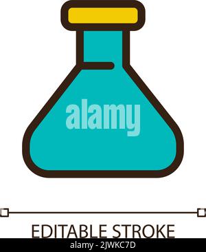 Erlenmeyer flask pixel perfect RGB color ui icon Stock Vector