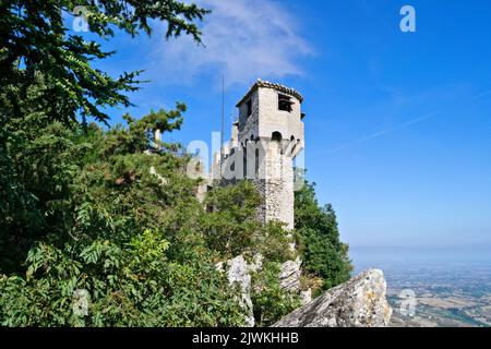 Guaita tower of Mount Titan in San Marino. Stock Photo