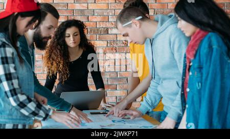 business team meeting strategy millennials diverse Stock Photo